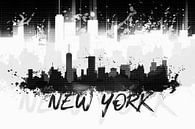 Grafische Kunst NYC Skyline Splashes II | zwart van Melanie Viola thumbnail