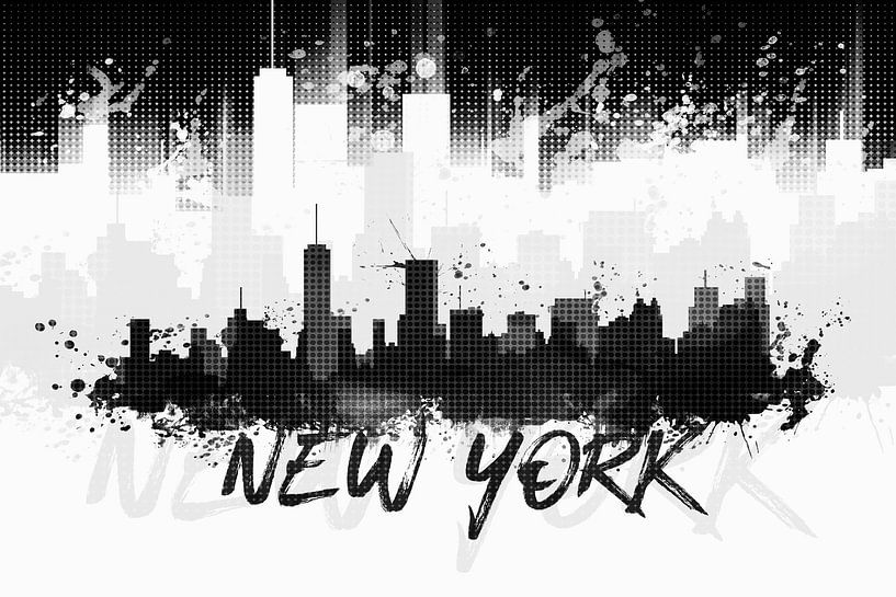 Graphic Art NYC Skyline Splashes II | schwarz   von Melanie Viola