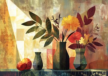 Sunlit Vase Duo by Eye catching paintings