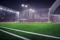 Voetbalveld met schijnwerpers en skyline Wereldkampioenschap voetbal van Animaflora PicsStock thumbnail