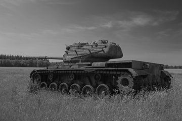 M47 Patton leger tank zwart wit 5 van Martin Albers Photography