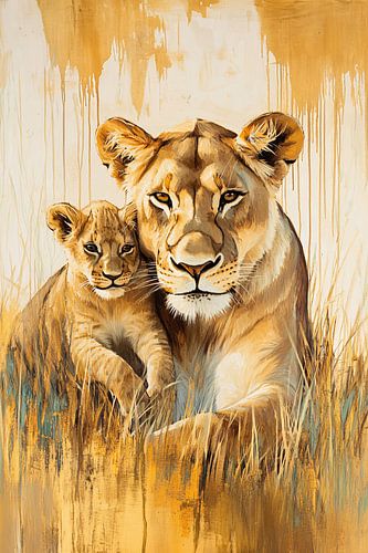 Moeder leeuw met jong
