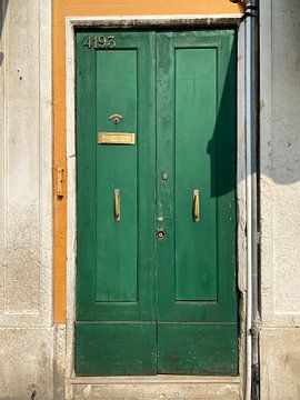 Groene deur in Venetië van Emma Van Leur