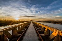 De Moerputtenbrug in Den Bosch tijdens de gouden zonsondergang