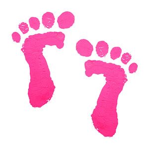 Impression de pieds de bébé rose (peinture acrylique chambre bébé fille naissance douce belle pépini
