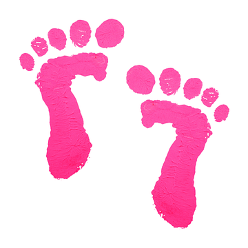 Roze babyvoetjes afdruk (acryl schilderij baby kamer meisje geboorte lief mooi kinderkamer schattig