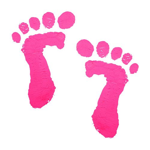 Pink baby feet print (acrylic painting baby room girl birth sweet beautiful nursery cute