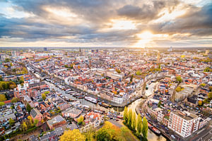 Sonnenaufgang über Groningen Stadt