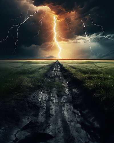 Dramatic landscape in the storm