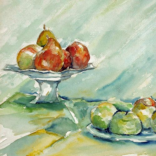 Pommes et poires. Aquarelle peinte à la main.