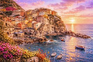 Italian Coastal Village Sunset