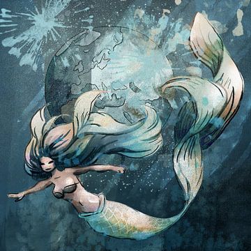 Mermaid underwater world by Emiel de Lange