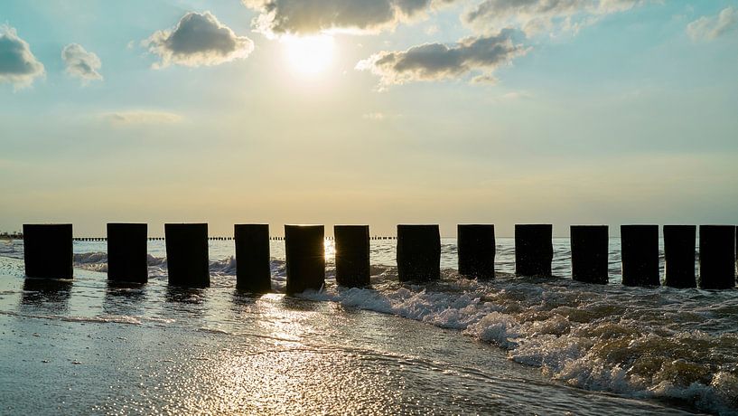 Breakwater on the beach of the Baltic Sea by Heiko Kueverling