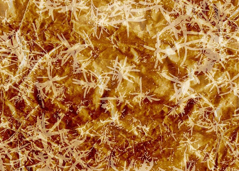 Golden leaves. Wabi-sabi abstract botanical. by Dina Dankers