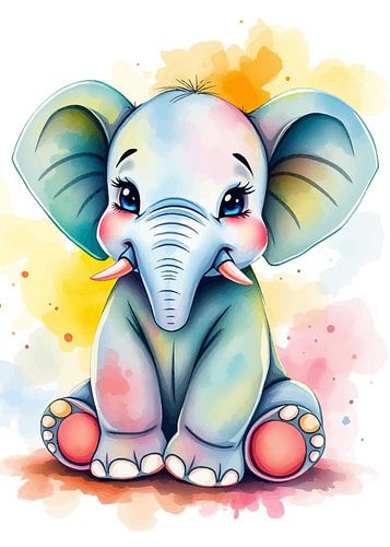 Cute Elephant Watercolor 2