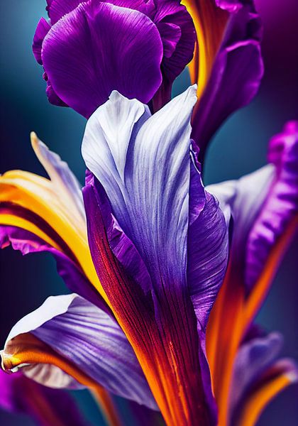 Close-up van een mooie iris gedetailleerd, levendig van Color Square