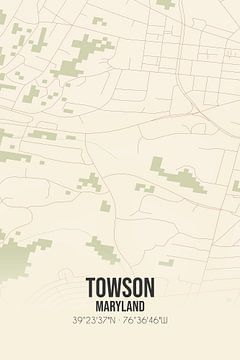 Carte ancienne de Towson (Maryland), USA. sur Rezona