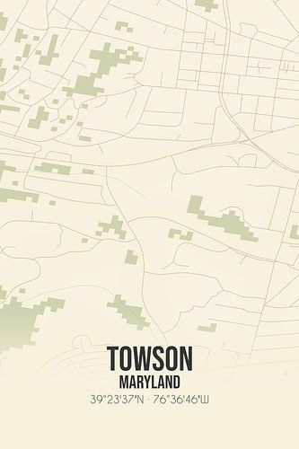 Alte Karte von Towson (Maryland), USA.