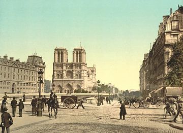 Notre Dame, and St. Michael bridge, Paris van Vintage Afbeeldingen