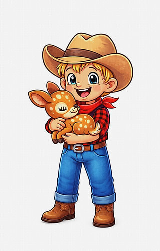 Cowboykind met hertje.