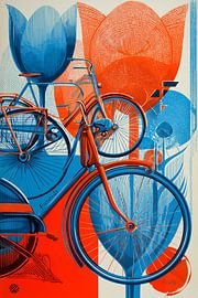 Le monde du vélo à Amsterdam - Poster artistique rétro sur MArt