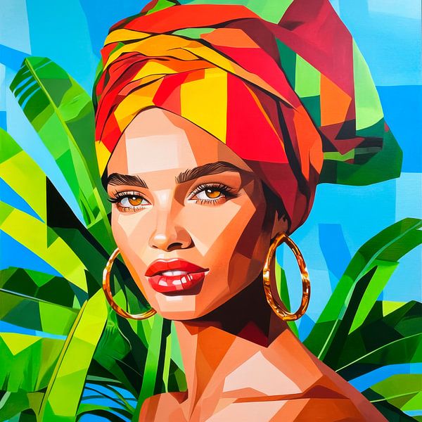 Beauté colorée dans une ambiance tropicale par Poster Art Shop