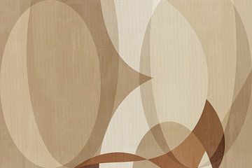 Abstracte geometrische en organische vormen in bruine kleuren van Abstract Minimalist Art