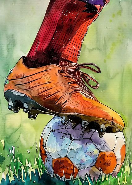 Voetbal aquarel sport kunst #voetbal #voetbal van JBJart Justyna Jaszke
