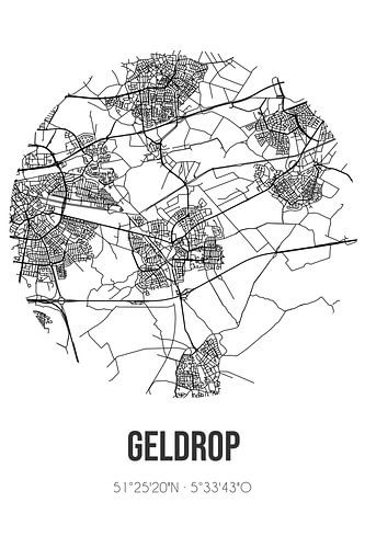 Geldrop (Noord-Brabant) | Karte | Schwarz und Weiß