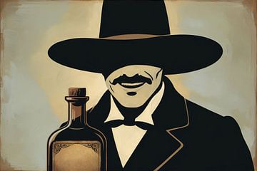 Cowboy silhouet met fles van Art & Soul Creations