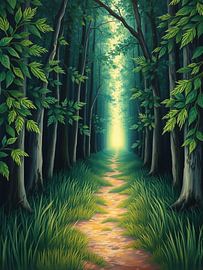 Enchanted Forest Path to Lumina: Eine grüne Reise zum Licht