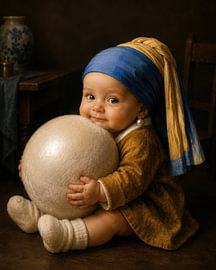 Baby Girl with a Pearl Earring by Peter Pen Drawings and Paintings