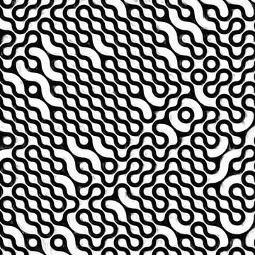 Abstract golvende lijnen in zwart wit van Maurice Dawson