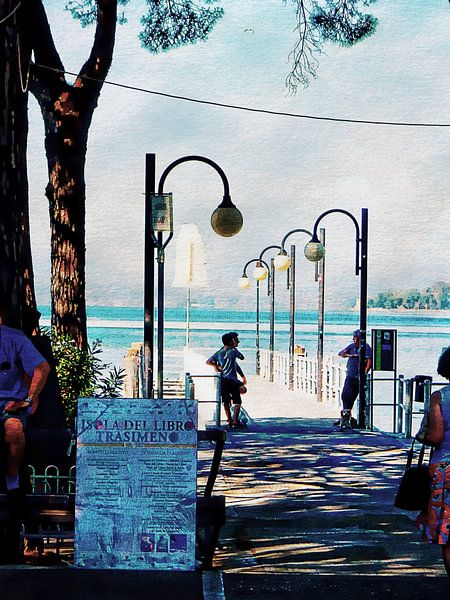 Wachten op de veerboot Passignano sul Trasimeno van Dorothy Berry-Lound