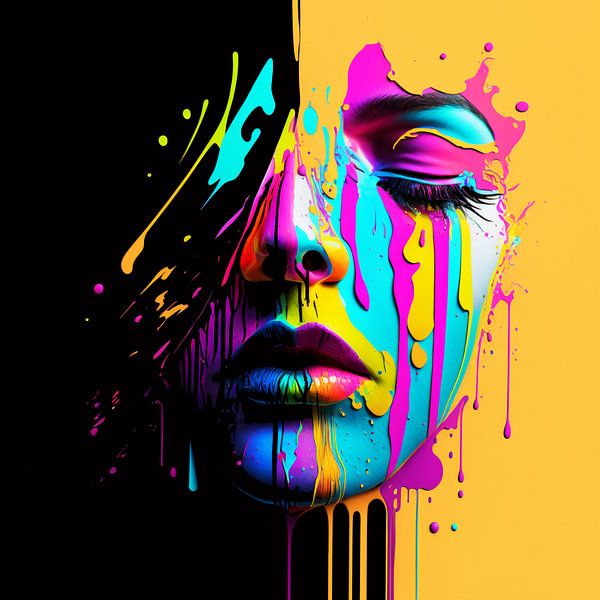 Multicolor Painted Face van Color Square