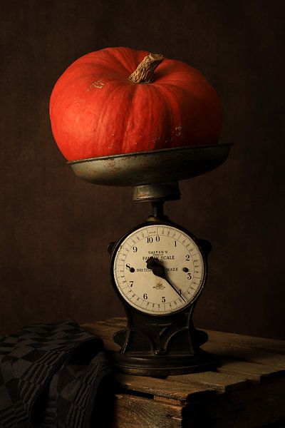 Still life pumpkin on antique scale by FotoBob