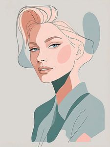 Elegantes, minimalistisches Porträt mit sanften Pastellfarben und Linien