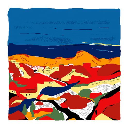 Silkscreen art in color of Aloizana in Spain