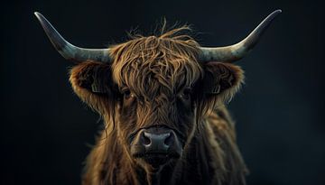 Highlander Kuh Porträtpanorama von TheXclusive Art