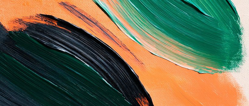 Abstract brushstrokes in green and black by Poster Art Shop