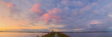 Coucher de soleil panoramique Roegwold, Groningen sur Henk Meijer Photography