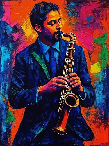 Man die klarinet speelt n Abstract Levendig