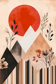 Mountain landscape with glowing sun by Poster Art Shop