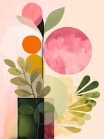 Botanisch Abstract Groen Roze