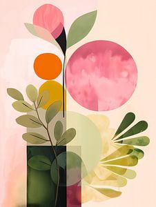 Abstrait botanique Vert Rose