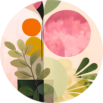 Botanisch Abstract Groen Roze