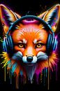 Fox in headphone neon art by Makar Mokrynskyi thumbnail
