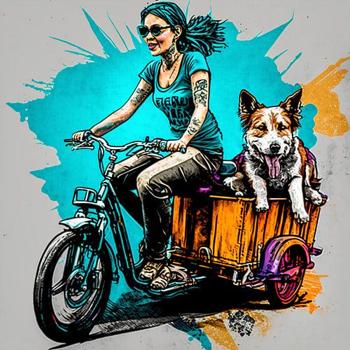 graffiti stedelijke vrouw hond excursie bakfiets dynamisch