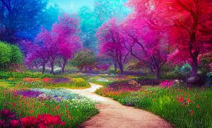 paysage de jardin magique avec des fleurs et des arbres colorés 10 sur Animaflora PicsStock