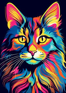 Chat Animal WPAP Pop Art sur Qreative